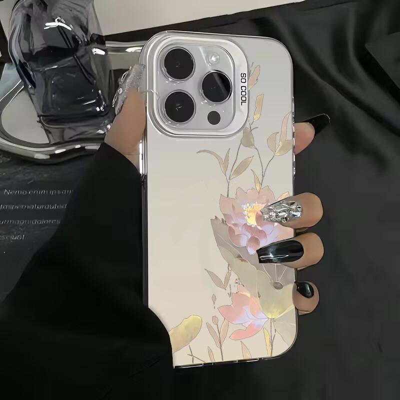 Luxury Flower Electroplate Silver IMD Phone Case For  Redmi Note 13 12 11 10 Pro Plus 12S 11S Redmi 12 13C Back Cover