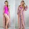 Cotton Beach Kimono Women Cover Ups Print Beach Cover Up Saida De Banho Para Praia Sarong Robe