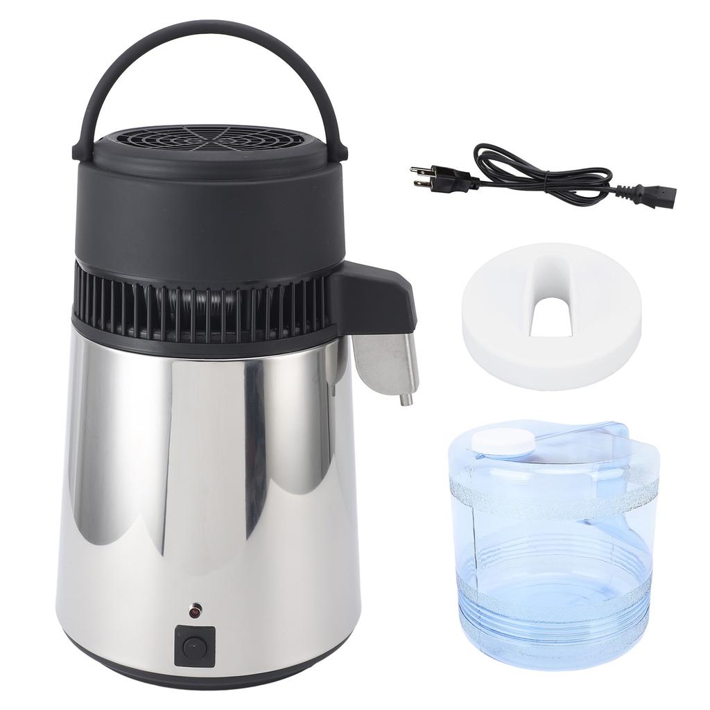 Distilled Water Maker 4L 750W Silver Single Button Blue Bottle Overtemperature Protection Fully