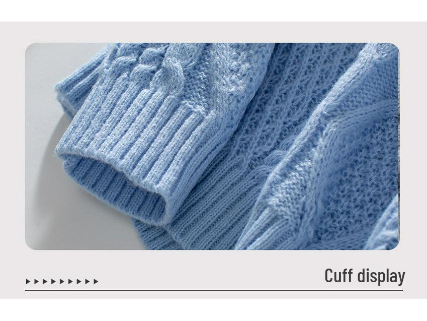 Drizzle Solid Cable Knit Pullover - Women's Loose Long Sleeve Sweater for Autumn and Winter