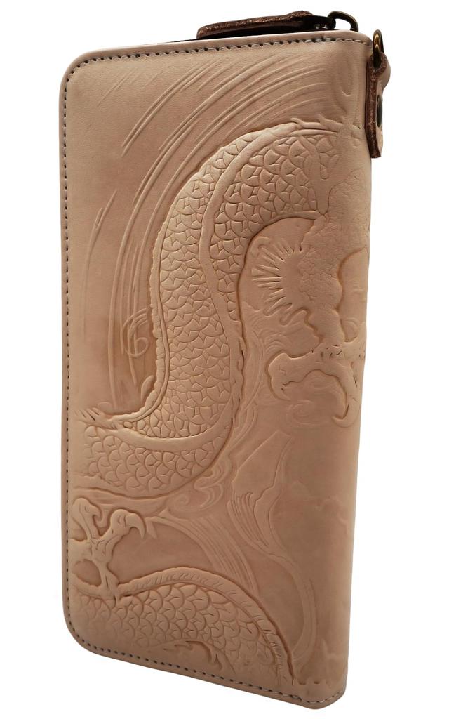 Wallet Long Wallet Dragon Year of the Dragon Genuine Leather Cowhide Italian Leather YKK Round Zipper Round Zip Coin Purse Long Wallet Leather YKK