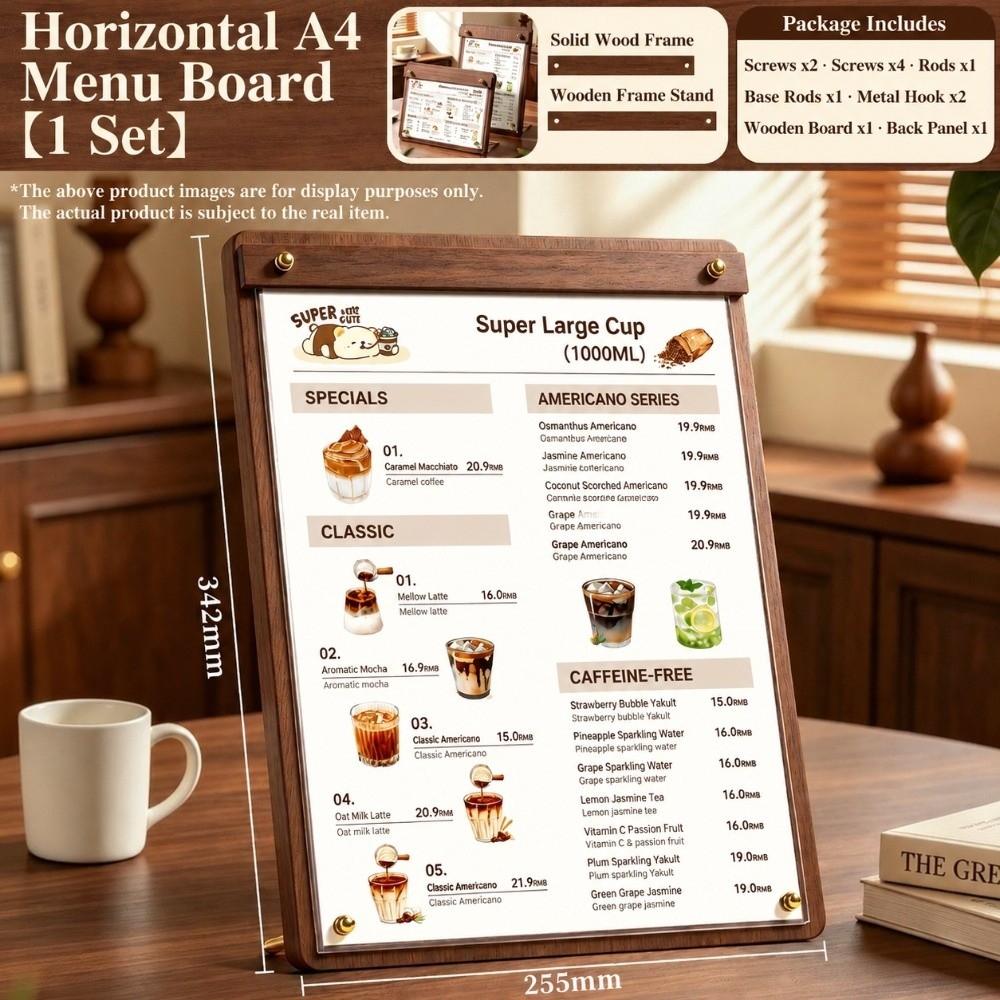 Acrylic Table Menu Stand A4/A5/A6 Table Sign Holder Modern Menu Display Rack Milk Tea Shop