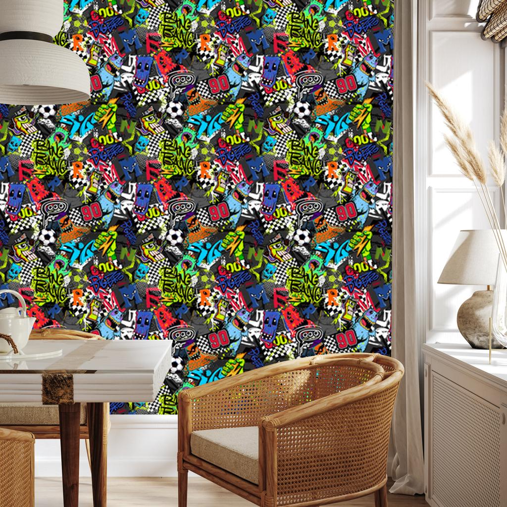 Sports wallpaper for football graffiti for living room and bedroom 50x1000