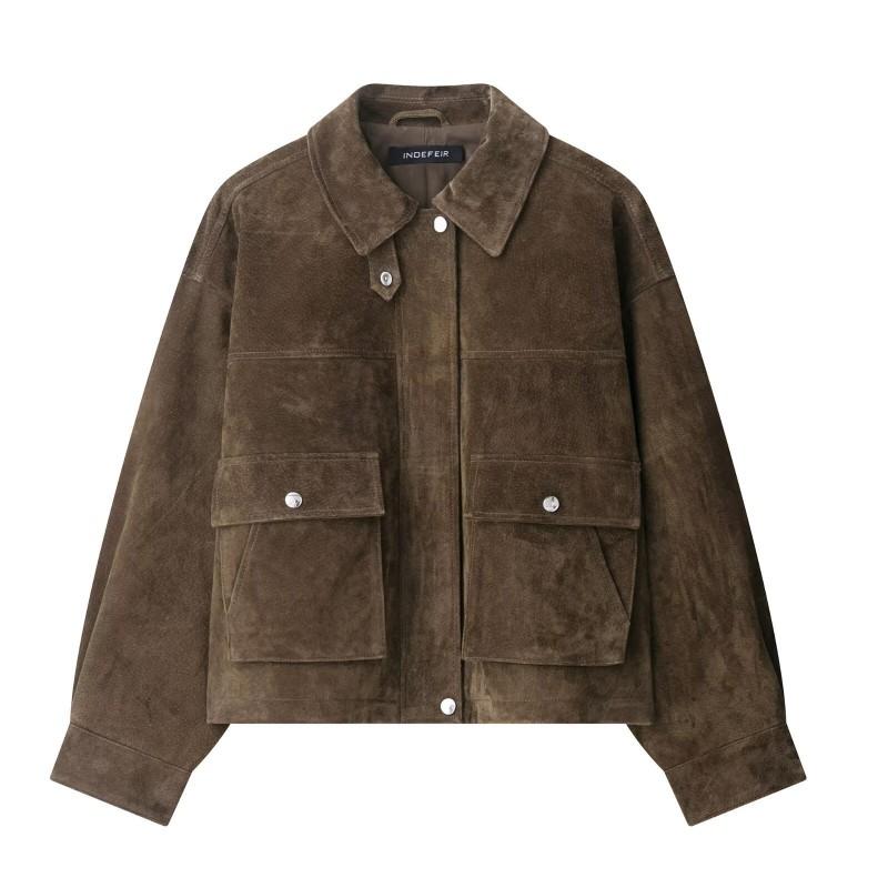 Womens Vintage Inspired Leather Pilot Jacket