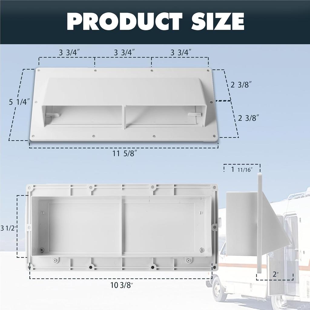 TonGass RV Range Hood Vent Cover For Camper, RV Exhaust Side Stove Vent Cover Replacement For Trailers & Motorhomes, Includes 10 Screws - White