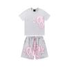 (ružová, M) Voľný súpravový športový set v americkom štýle Y2K – unisex streetwear a hip-hopový ležérny set pre pár