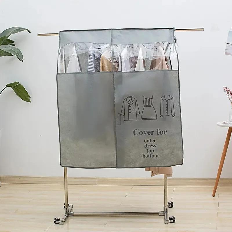 Vliesstoff Hängekleiderständer Staubschutzhülle-Haushalt Staubabweisende Hülle mit Hängetasche Praktischer Kleiderschutz