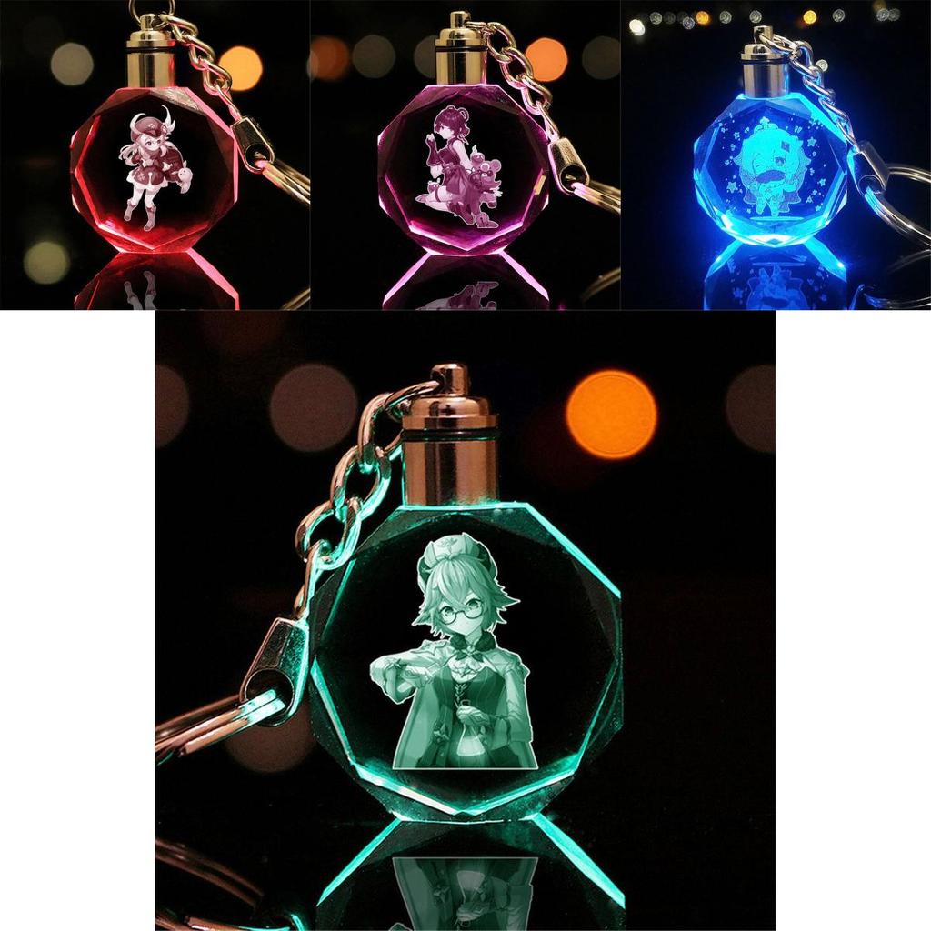 Elegant Genshin Impact Crystal Keychain With Stunning Led Colorful Light For All Occasions
