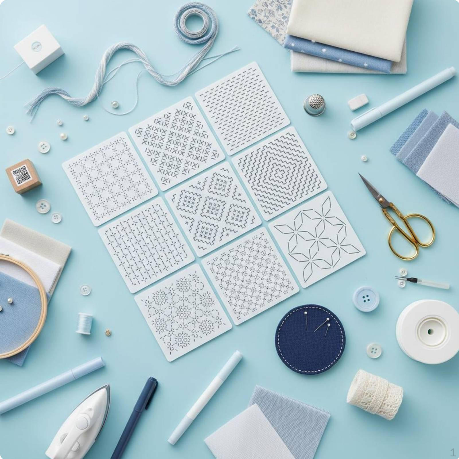 Japanese Embroidery Template Handmade Geometric Pattern Stencil Set for Crafters, Beginners, DIY