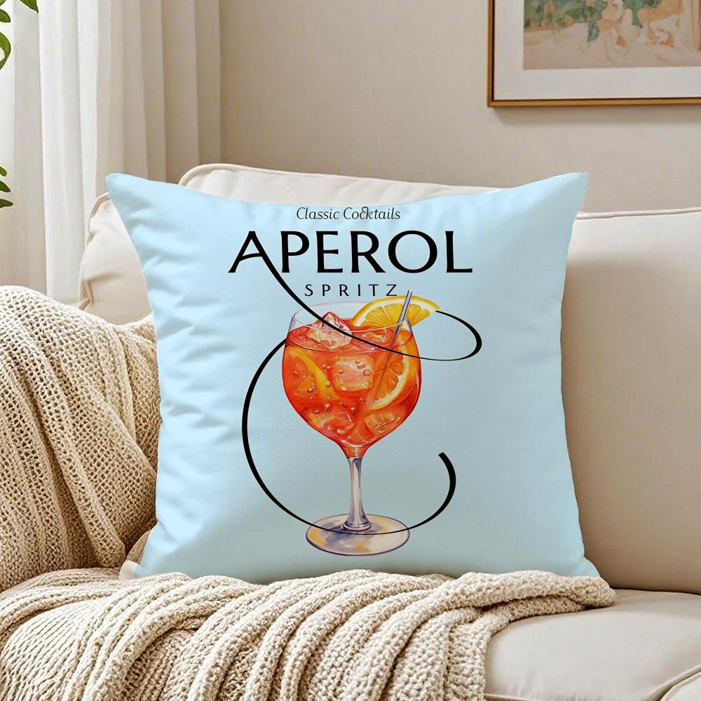 Klasyczna poszewka na poduszkę Aperol Spritz z organicznego krótkiego pluszu, oddychająca, zmywalna, odporna na zagniecenia