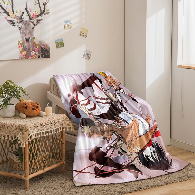 Attack On The Giant Series Flannel Blanket 3D Printed Sofa Blanket Thickened Blanket