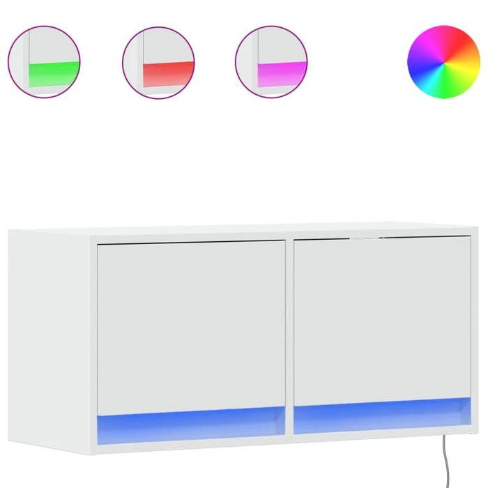 VidaXL Wall-Mounted TV Cabinet with LED Lights White 80x31x35 Cm, Wall-Mounted TV Unit, Floating TV Unit, Wall-Mounted TV Stand, 852355