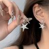 1 Pair Irregular Double Five-pointed Star Earrings Women's Niche Design Personalized Earrings Temperament Fashion Unique Earrings