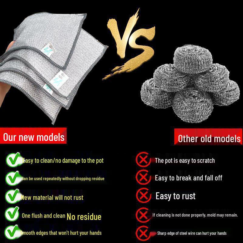 Silberdraht Spültuch: Stahlwolle durch doppellagige Metall-Dekontaminationsbürste ersetzen