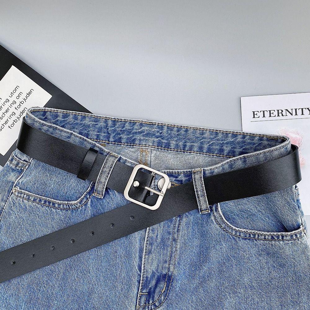 Chic Luxury Brand Design Waist Band Square Pin Buckle Waistband Leather Belt Ladies Dress Strap