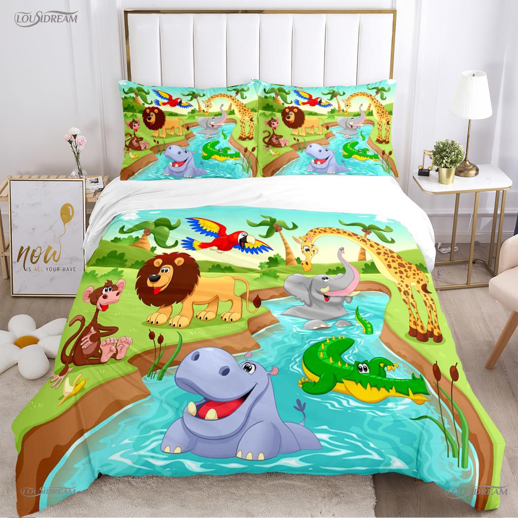 Comforter Jungle Animal Cute Casal All Season Comforter Bedding Sets Soft And S Single/Double/Queen/King