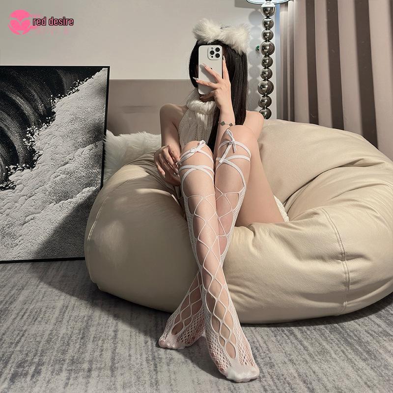 Dámské pokušitelské punčochy s otevřeným rozkrokem - Sexy síťovaný styl