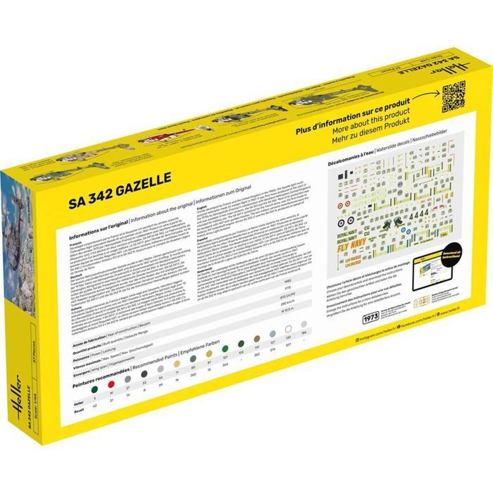 Modell HELLER 80486 - Luftfahrt - Hubschrauber SA 342 GAZELLE - 57 Teile