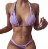 Two-Piece Purple Swimsuit Bikini Tie Sexy Thong