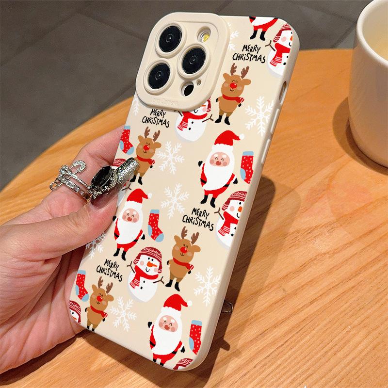 Santa Claus Elk Snowman Phone Case For iPhone 16 15 14 Plus 13 12 11 Pro Max 16 Plus X XR XS MAX 8 7 Plus Autumn aWinter Gift Shockproof Soft Cover