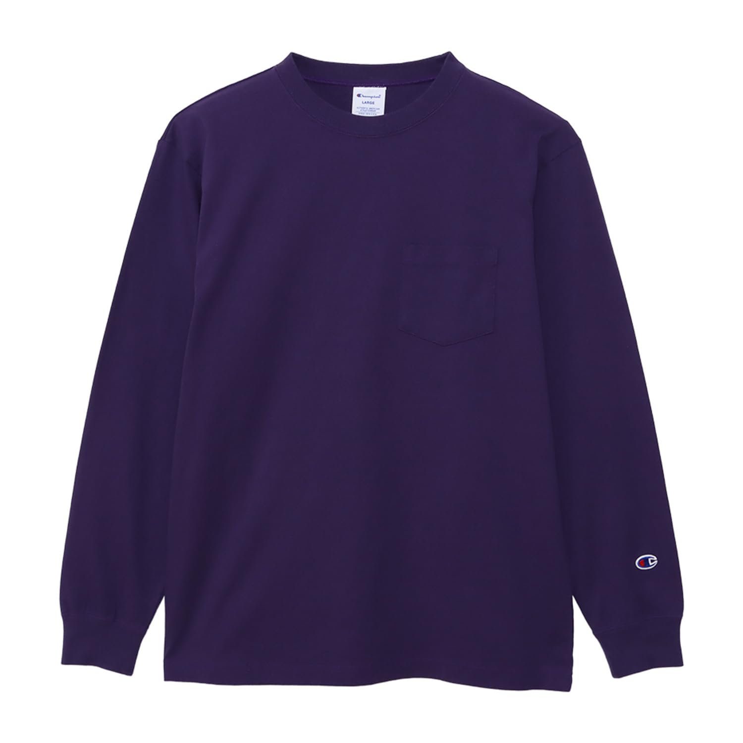 

Champion Long Sleeve Crew Neck Long Sleeve Pocket Deep Size Men s T-Shirt, 100% Cotton, T-Shirt, Basic, Purple, XL, C3-W401Z фиолетовый