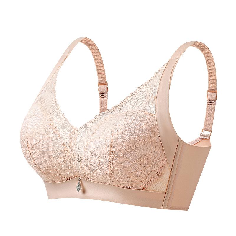 New High-end Lace Soft Breast Adjustment Bra Cover Gathers Steel-free Mulberry Silk