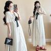 French Academy Style White Doll Collar Maternity Dress - Loose, Slimming, Age-Reducing, Long, Summer 2026