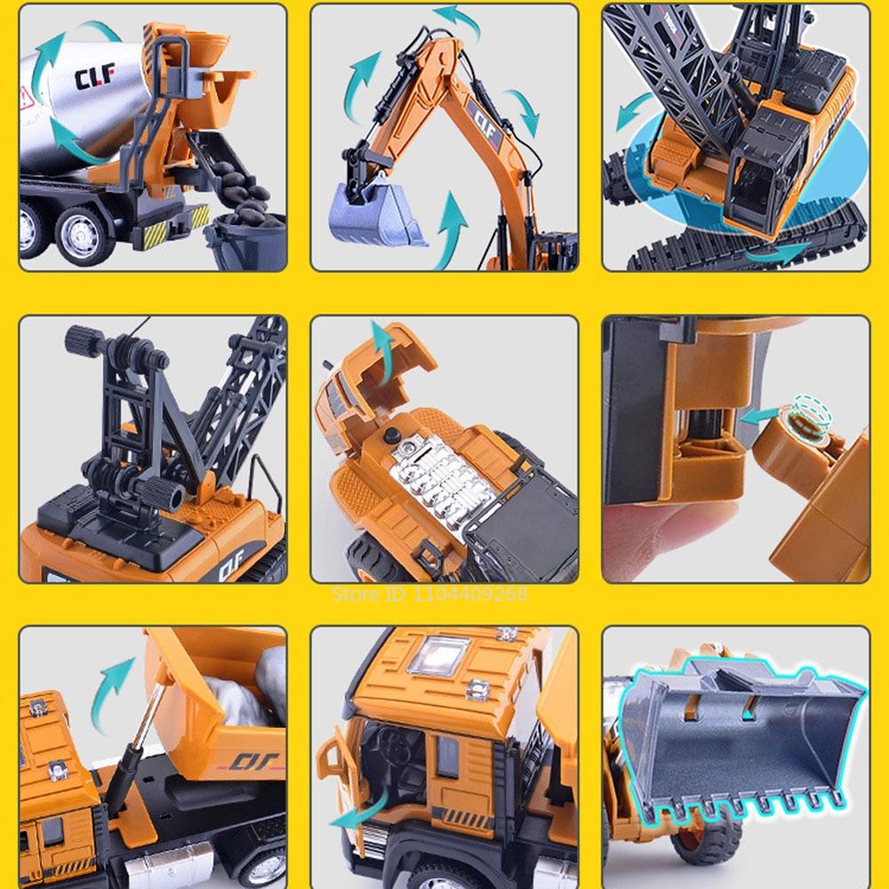 1:50 Excavator Snowplow Car Model Toy Metal Diecast Movable Joint Truck Engineering Vehicles Models Birthday Gifts for Boys