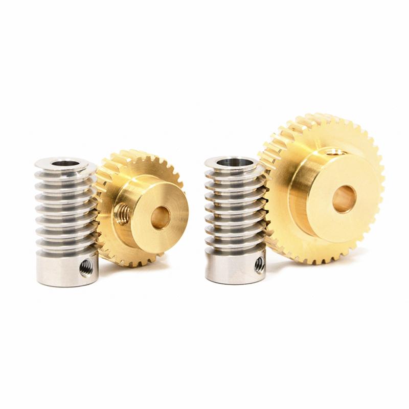 0.8M Precision Turbine Worm Gear Set 1:20/30/40/50/60 Teeth Stainless Steel Worm Copper Gear Accessories Worm 5mm