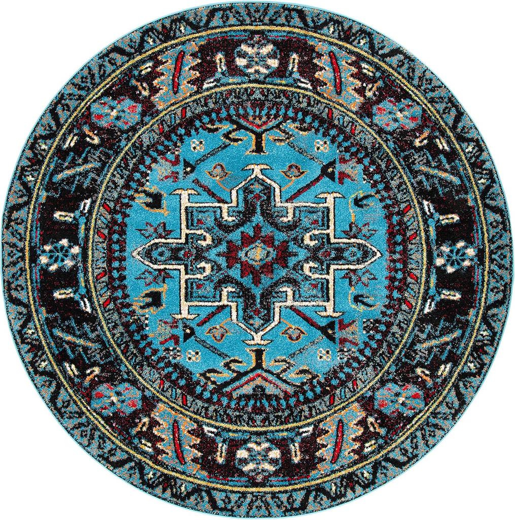 Retro Ethnic Style Round Carpet Geometry Print Bohemia Floor Mat Multiple Sizes Home Decor Anti-slip Rug for Living Room Bedroom
