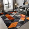 Modern Geometric Area Rug Orange Grey Triangle Block Print Soft Non Slip Carpet for Living Room Bedroom Decor