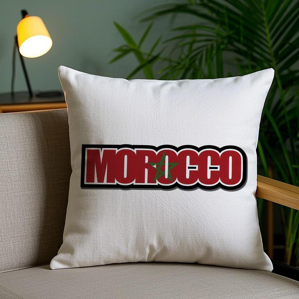 Morocco Flag Cushion Cover Plush Fabric Soft Double-Sided Printed Invisible Zipper Sofa Pillow Case Home Decor