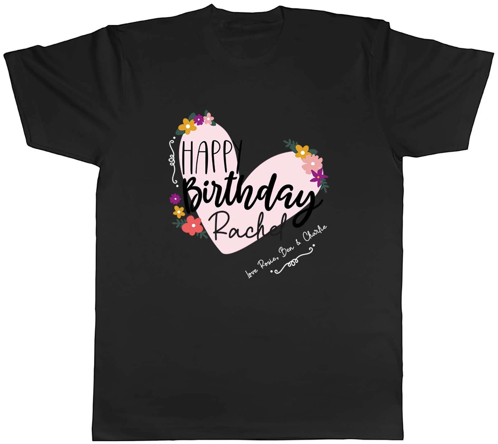 Personalised Happy Birthday Any Name Mens Unisex T-Shirt Tee Gift XXXXL