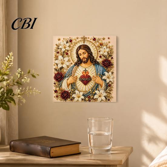 Einzigartige Schreibtisch-Dekorationen DIY Jesus Perlenkunst-Set, Diamantmalerei für Erwachsene, Christliches Mosaik Kreative Schlafzimmer-Accessoires Bastel Christ