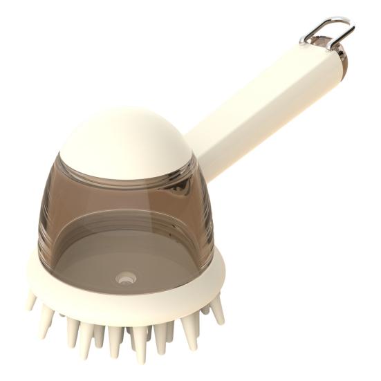 Escova de Banho para Animais de Estimação com Cerdas de Silicone 2 em 1 para Cães e Gatos com Dispensador de Sabão Embutido Ferramentas de Massagem Esfoliantes para Higiene de Animais