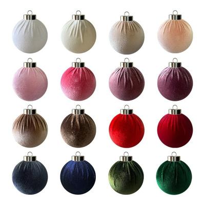 New Foam Christmas Ball Pendant 6cm Velvet Fabric Xmas Tree Charm Reusable Christmas Supplies for Christmas Celebration
