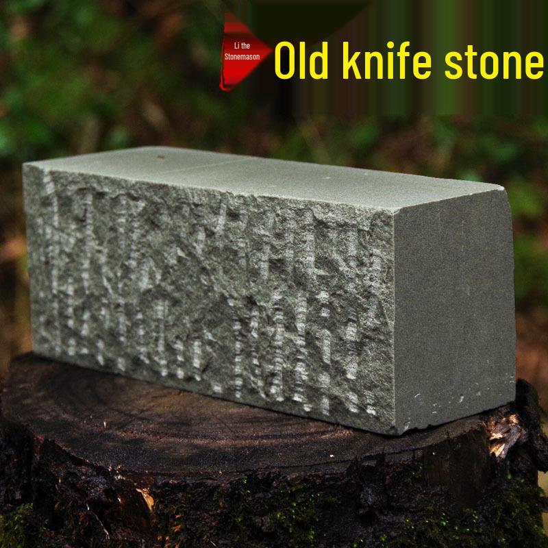 Extra Großes Küchenmesser Schärfset: Traditioneller Ölstein & Grober Schleifstein mit Schlamm