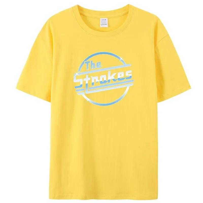 Men s T-shirt Summer Top The Strokes T-shirt Men s Independent Rock Band Short Sleeve Men s Black Top 4XL