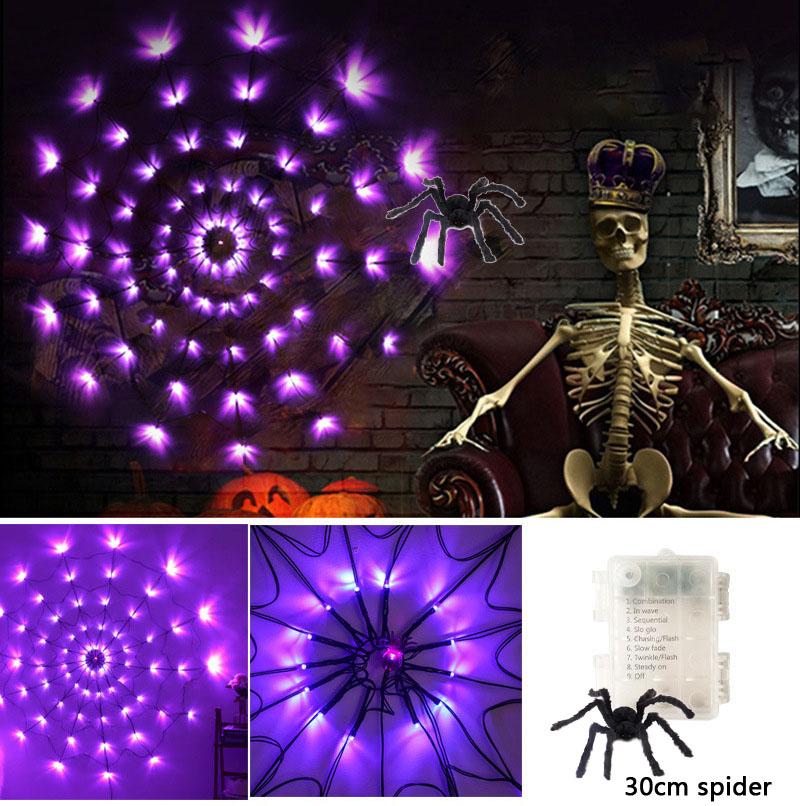 

Украшение вечеринки на открытом воздухе для патио на Хэллоуин, солнечный свет, паутина, гигантский паук Without Remote control