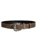 European And American Style Brown Textured Unique Pin Buckle Belt With Special Printed Floral Pattern Unisex 103cm