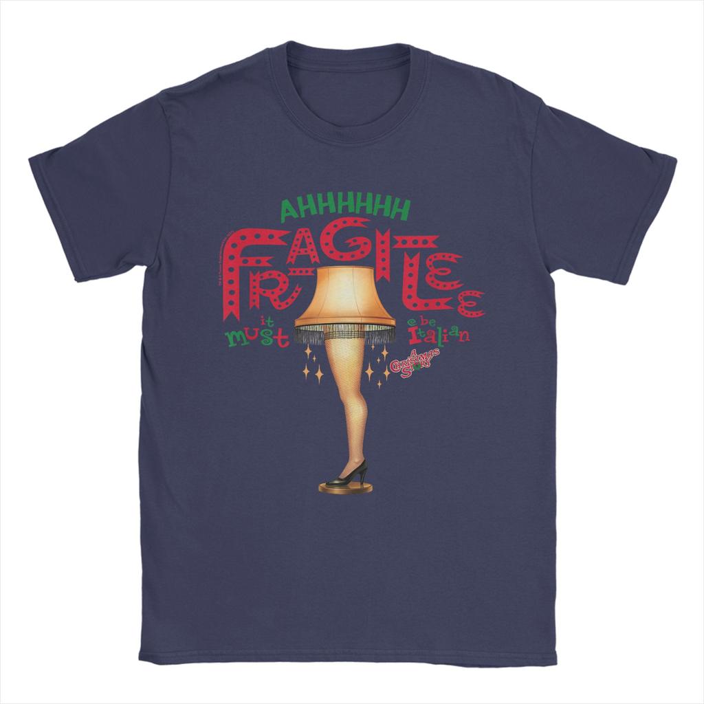 A Christmas Story Ahh Fragilee Leg Lamp Funny Holiday T Shirts for Men 100% Cotton T-Shirt O Neck  Tee Shirt Short Sleeve Tops