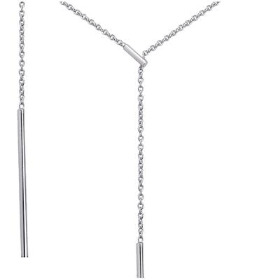 [P1965] - 'Choréographie' Silver Necklace (rhodium-plated) - 70x10 Mm