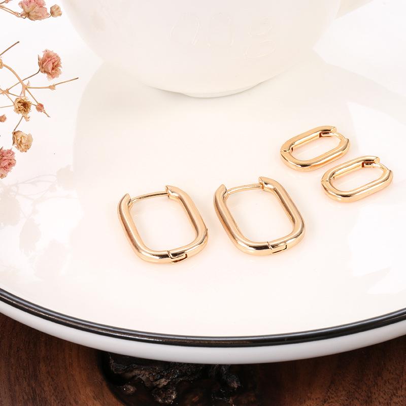 Fashion Personality Ear Buckle Earrings Simple Geometric Oval Rings Women's Ear Buckle Earrings Gold Plated Retro Earrings