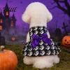 Dog Dress With Bow Halloween Pet Dress Pumpkin Ghost Bat Print Sleeveless Costume for Hair-free Clothing Small Medium Dogs Cute Outfit Festival
