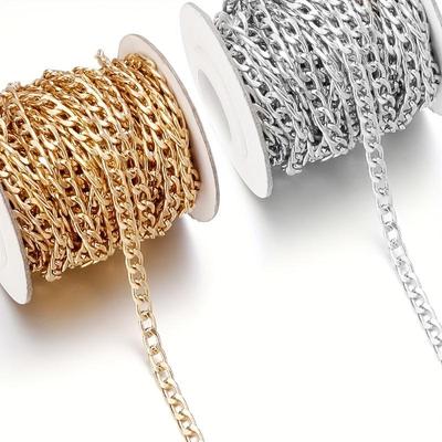 1 Rouleau d'Alliage d'Aluminium Doré Aluminium NK Chaîne Bracelet Collier Matériel DIY Fabrication de Bijoux Boîte Chaîne de Vêtements Accessoires 5 Yards/rouleau