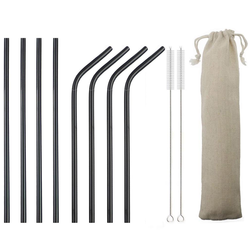 Reusable Metal Drinking Straw 18/10 Stainless Steel Straw Set High Quality Colorful Straw With Cleaner Brush Bar Party Accessory