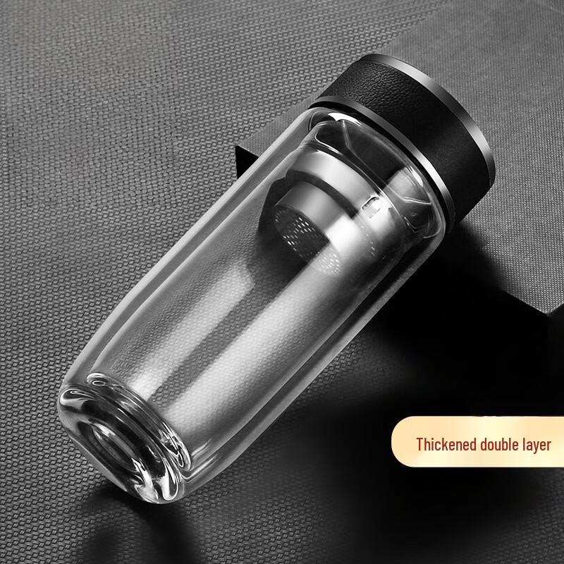Shuiyibei Thickened Double-Layer Borosilicate Glass Tea Cup with Lid - 350ml