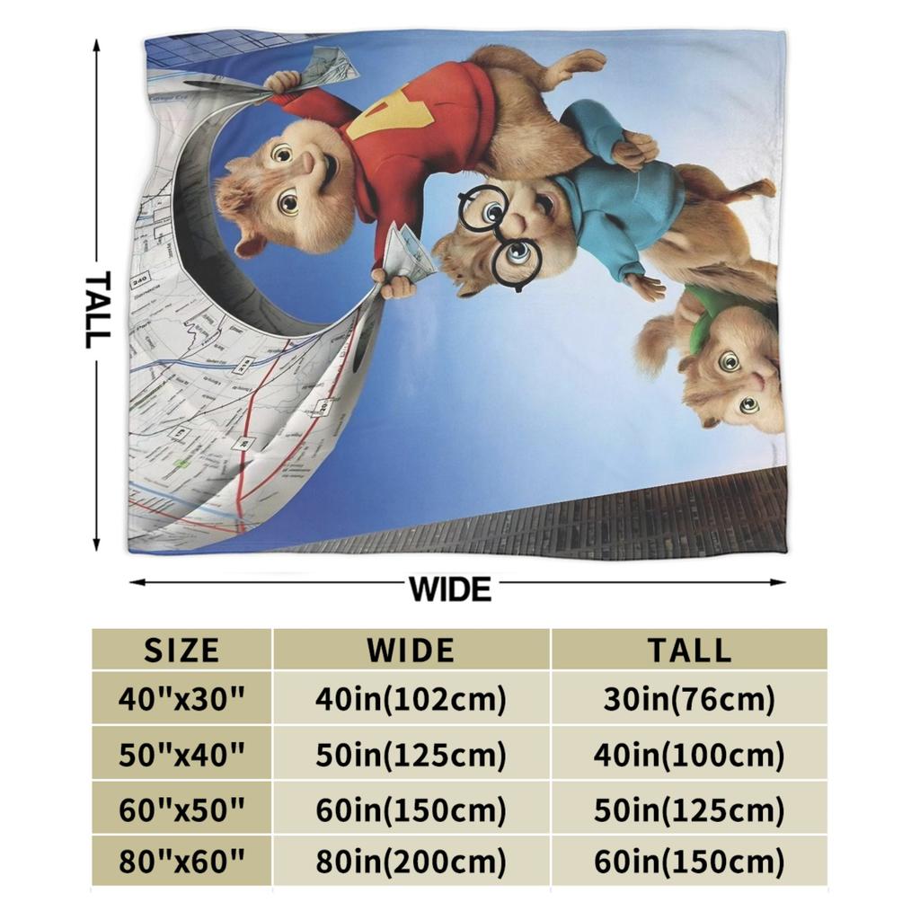 A-Alvin and the Chipmunks Blanket Cover Plush Throw Blanket Bedding Couch Soft Warm Bedsprea,