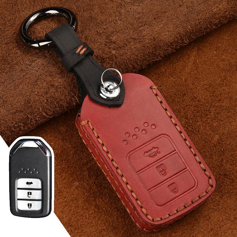 Leather Smart Remote Car Key Case Cover For Honda Vezel City Civic Jazz Brv Br-V Hrv Key Case 2Btn Car Accessories