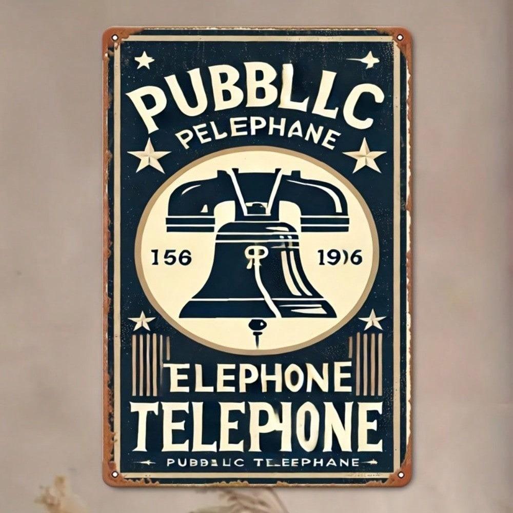 Telefon-Logo Metallblechschild Retro Wanddeko Rustikales Bar Café Garage
